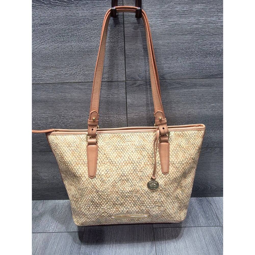 Brahmin Shoulderbag Snakeskin Beige Hartford Neutral Handbag Bag B000562